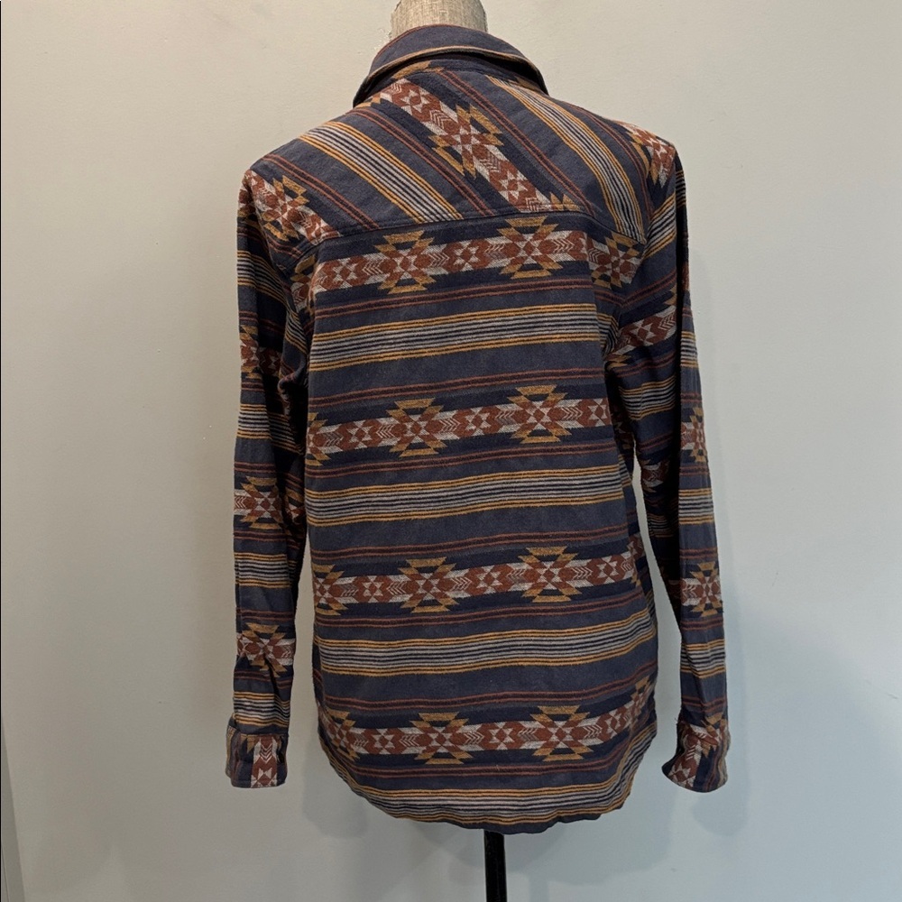 Passenger Brown Blue Aztec Shirt Jacket Snap Front Shacket Size Large - Picture 11 of 15